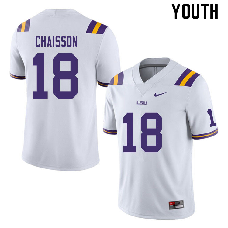 Youth #18 K'Lavon Chaisson LSU Tigers College Football Jerseys Sale-White
